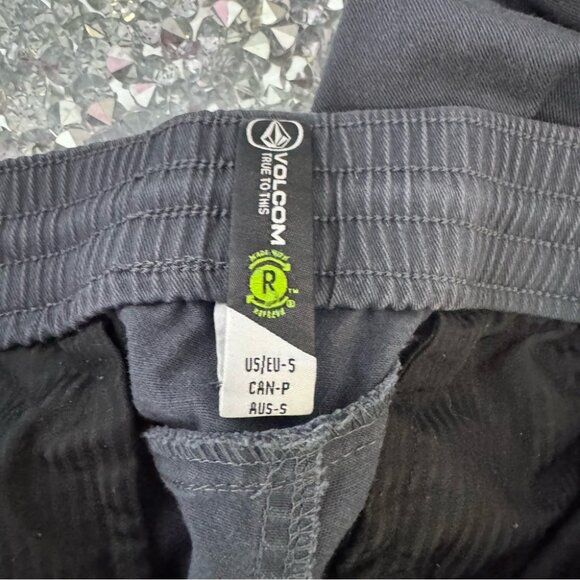 Volcom Charcoal Jogger Pants pockets tie up waist grey navy black - Picture 6 of 6